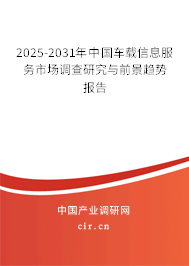 2025-2031年中國(guó)車(chē)載信息服務(wù)市場(chǎng)調(diào)查研究與前景趨勢(shì)報(bào)告