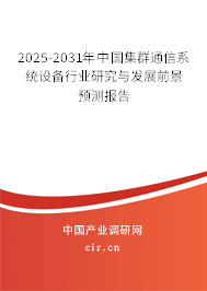 2025-2031年中國集群通信系統(tǒng)設備行業(yè)研究與發(fā)展前景預測報告